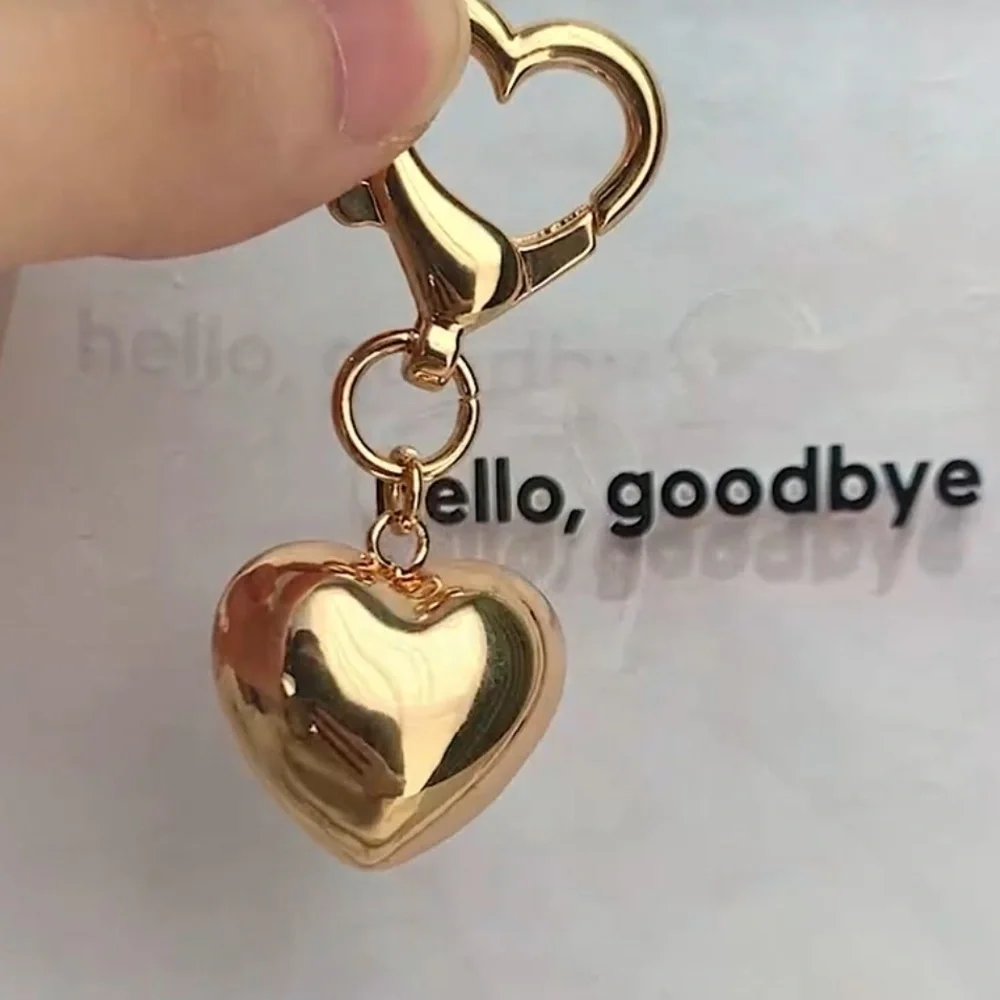Gold Heart purse charm clip Keychain dainty and cute